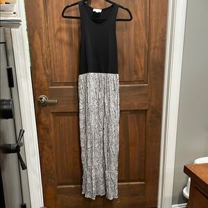 LOFT Black and White Halter Maxi Sundress